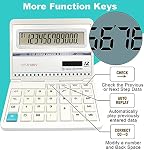 Grande calculatrice de pliage, blanc, 6.42 1 cm LCD Affichage, 12 Chiffres solaires & AAA Batterie alimentée, calculatrice technique/scientifique, parfaite pour bureau, maison, école, cadeau