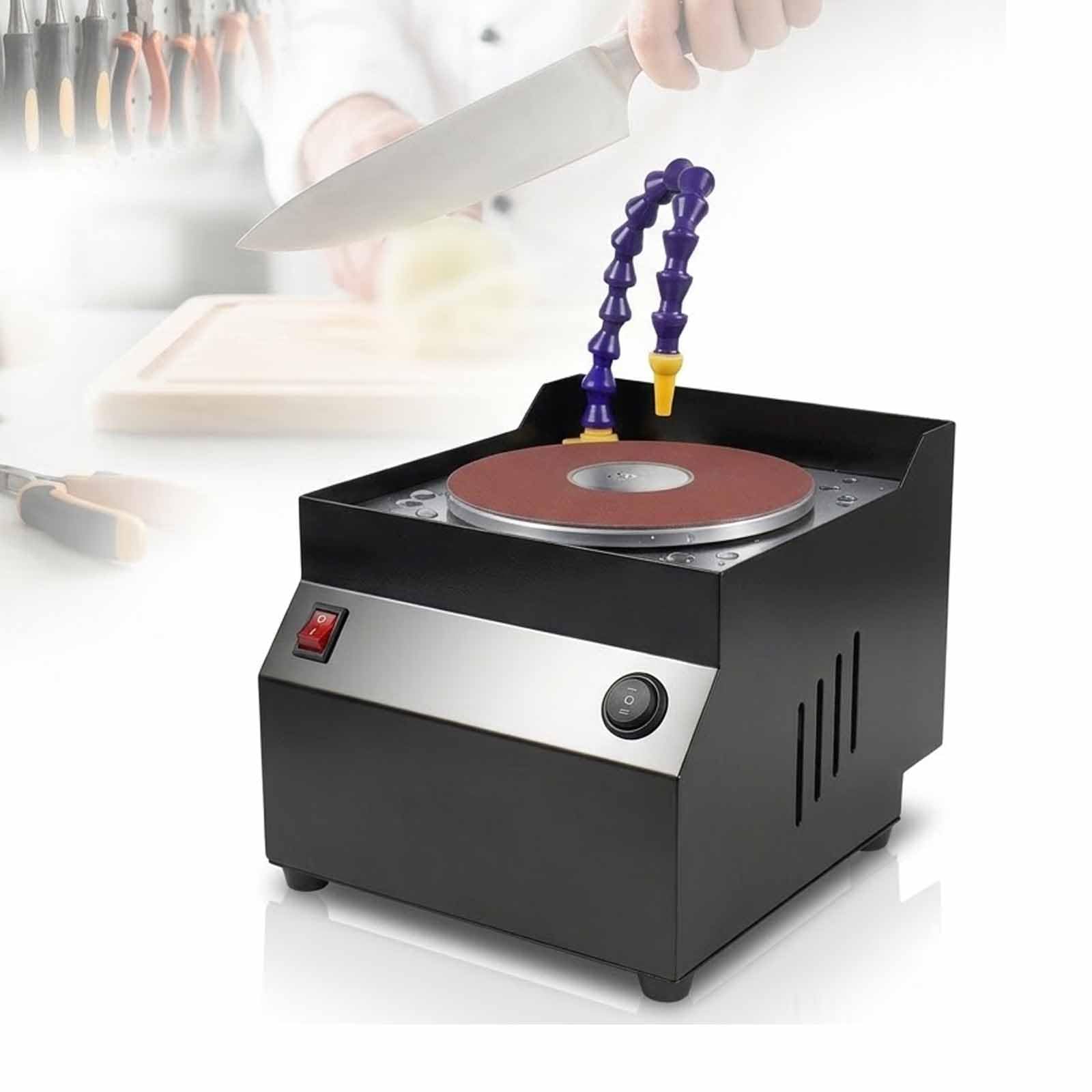 MObyat Wet Dry Bench Grinder, 120W Water Cooled Electric Knife Sharpener 10 Pcs Sandpaper, 7 Adjustable Speeds, Maximum Speed: 3,350 RPM, for Scissors And Metal Processing