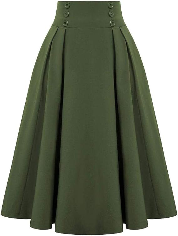 IBL-261710106 IBLRIBES GREEN FLARED SKIRT