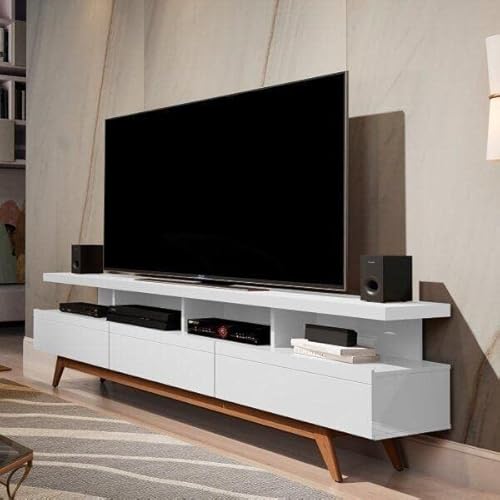 Rack para TV 72 Polegadas 3 Gavetas Vivare Wood Giga Móveis Branco