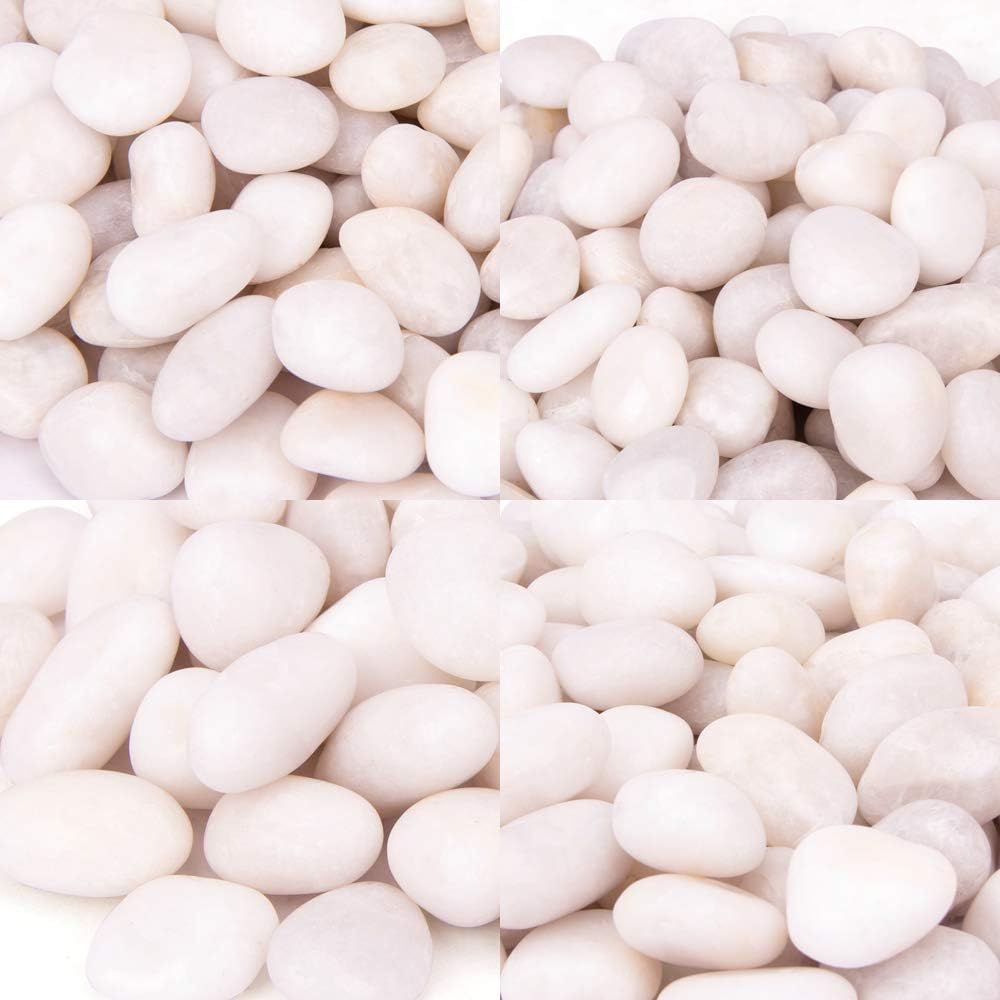 18 Pounds White Decorative Pebbles River Rock Aquarium Gravel,Garden Ornamental Pebbles, Natural Polished Decorative Gravel,White Decorative Stones,Decor Pebbles,Pebbles for Landscaping (White)