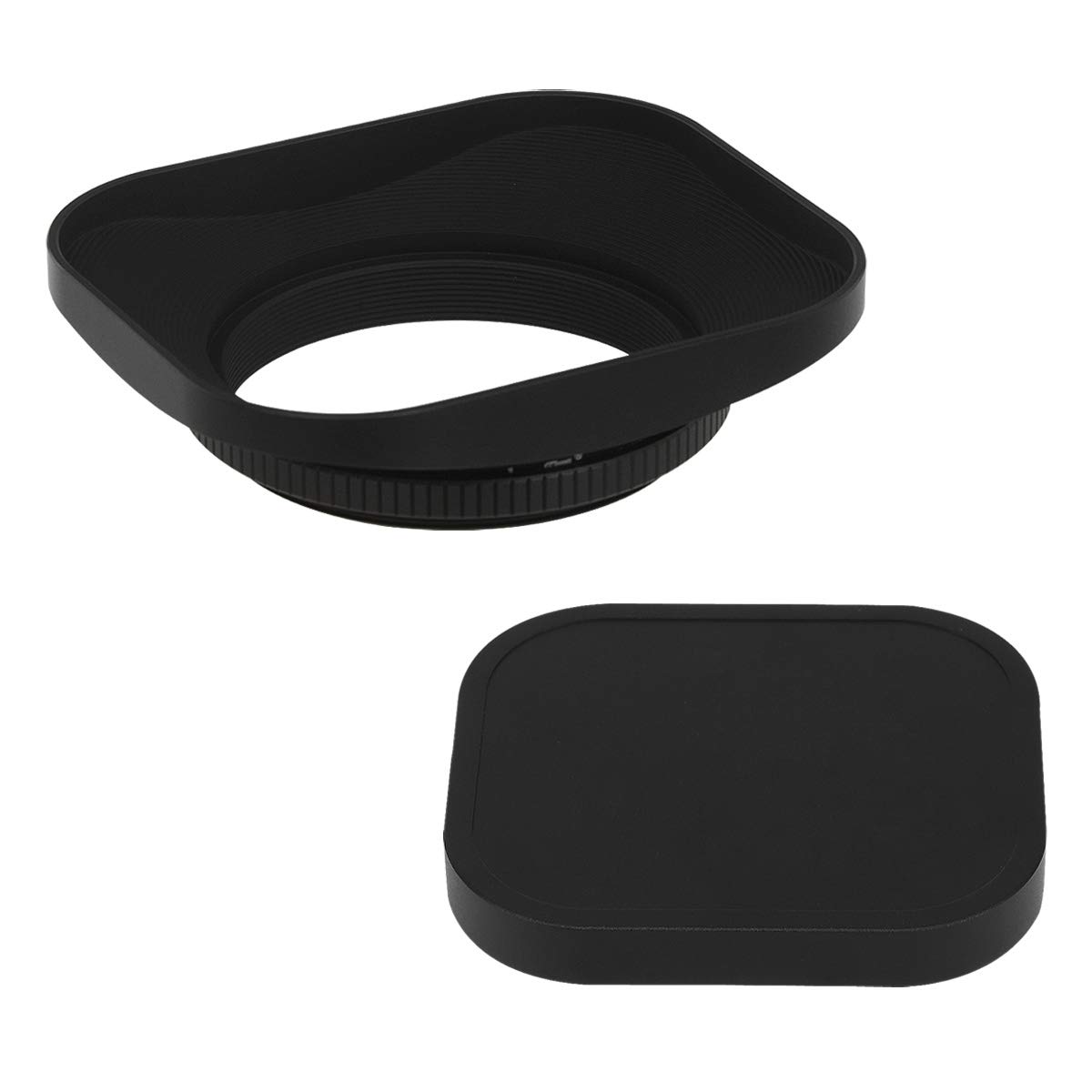 Haoge LH-B46T 46mm Metall Rechteckig Einschrauben Sonnenblende Gegenlichtblende mit Kappe für 46mm Canon Nikon Leica Leitz Zeiss Voigtländer Fujifilm Kamera Objektiv mit 46mm Filtergewinde Schwarz