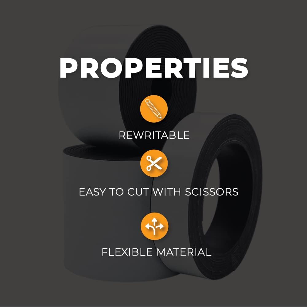 WOD MAG03-WOE Dry Erase Magnetic Whiteboard Strip Tape - 2 inch x 10 feet - Write On/Wipe Off for Labeling in Classrooms, Refrigerators, and Crafts - Glossy White Board