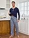 Irdcomps Herren Schlafanzug Lang Pyjama Baumwolle Zweiteilige Nachtwäsche Set Winter Männer Kariert Langarm Dunkelblau L
