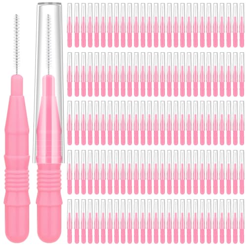 MAPVOLUT 120Pcs Micro Eyebrow Brush with Cap Brow Lamination Brush Spoolies for Brow Eyelash Brush Lash Filler & Lift And Tint Tools for Brows and Lashes Comb Extensions