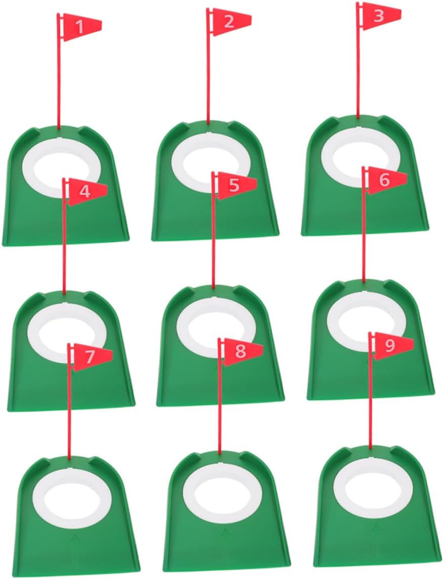 Home Golf Practice Aid 9 Pack Golf Putting Cups Flags for Indoor Training and Putter Improvement