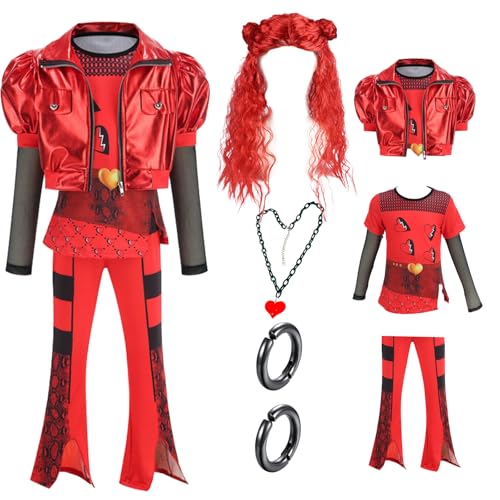 Disfraz completo rojo para niñas 7-8 años miniatura 1