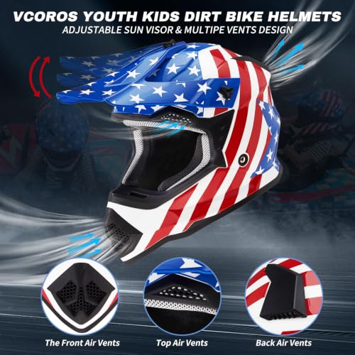 Image of VCOROS Youth Kids Dirt Bike Helmets,Kids Motocross Helmets DOT Approved