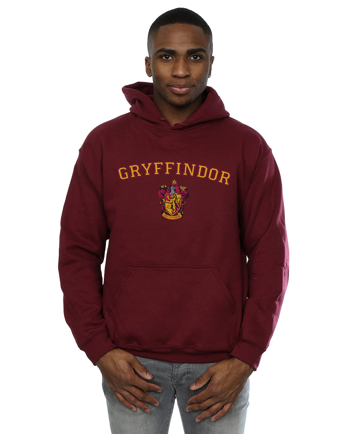 Absolute Cult Men's Burgundy Harry Potter Gryffindor Crest Hoodie Medium