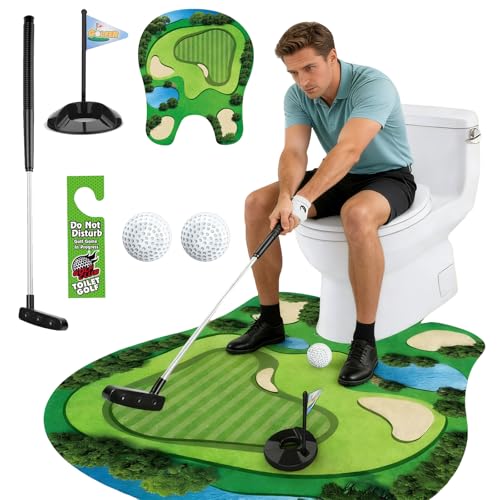 FENGfxcgs Toilet Golf Game Funny Toilet Mini Golf Set Golfs Accessories