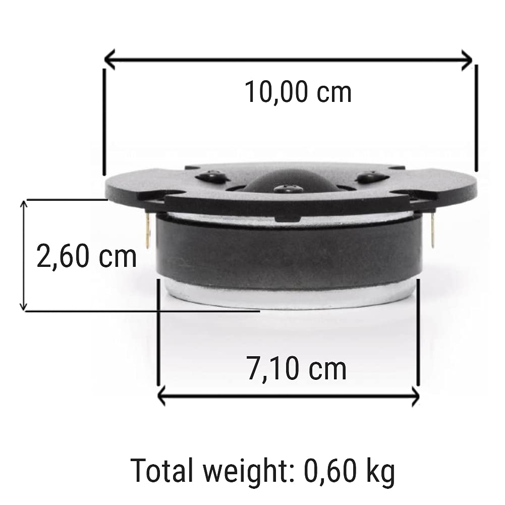 Ciare 1 CT262 CT 262 dome tweeter driver a cupola nero da 4" 10,00 cm 100 mm di diametro 100 watt rms 200 watt max impedenza 4 ohm 90 db spl auto, 1 pezzo