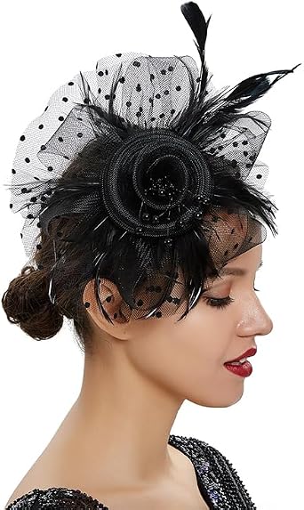 Fascinator Hats for Women Tea Party Hat Kentucky Vintage Pillbox Derby Hat Feather Headband for Cocktail Wedding