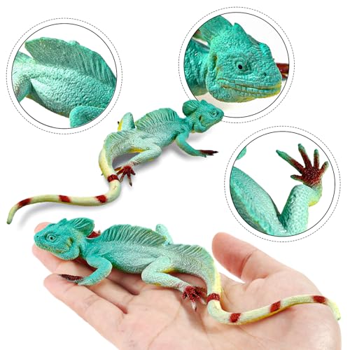Amabro Chamäleon, Chameleon weiche Gummi Reptilienfigur, Realistische Eidechsenfiguren elastisches Gummitiere Kuscheltier Eidechsenmodell lebensechtes Reptilienspielzeug für Geburtstagsgeschenk