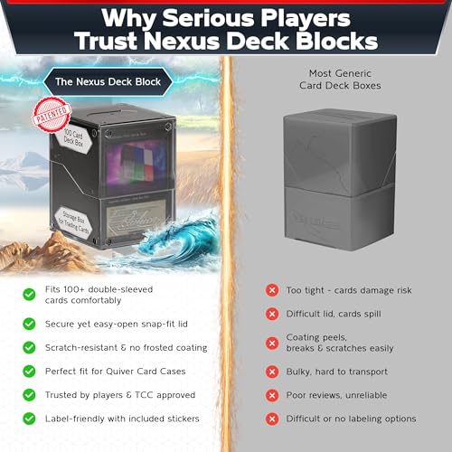 Image of Quiver Time 360 Modular Nexus DeckBlock - Durable Stackable MTG Deck Box for Commander fits 100+ Cards | Stylish 100 Card Deck Box MTG | Interchangeable TCG Decks Boxes (1 pcs, Black)