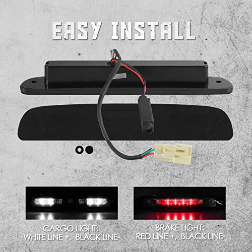 High Mount Stop Third Brake Light, Compatible With 1997-2010 Dodge Dakota Third Center Cargo Rear Led 3Rd Brake Light Bar Taillight (Black Smoke) #TOP5