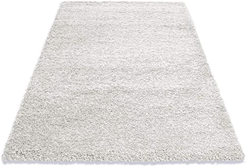 ARCHIT RUGS Plain Shaggy Rugs Living Room & Bedroom Soft Touch 5 CM Thick Pile Modern Bedroom Living Room Area Rugs Non Shed 4 x 6 Ft Size, White