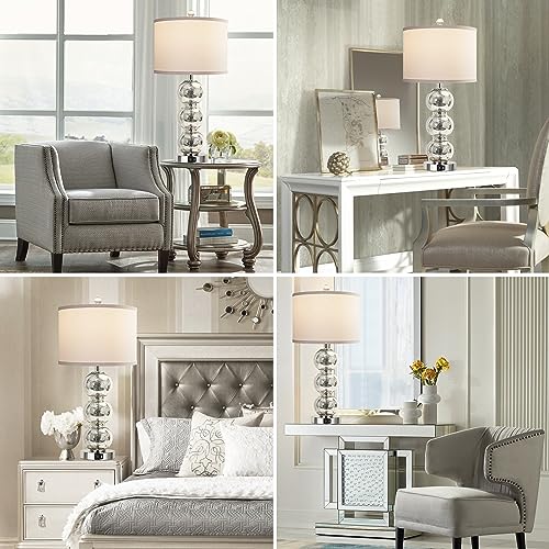 Rottogoon ROLP334AS2 Set Of 2 Table Lamps For Living Room Glass Triple-Sphere 27 Inch Tall Table Lamp Contemporary Bedside Desk Nightstand Lamp For Bedroom Living Room Office, Mercury Silver/Chrome thumb #6