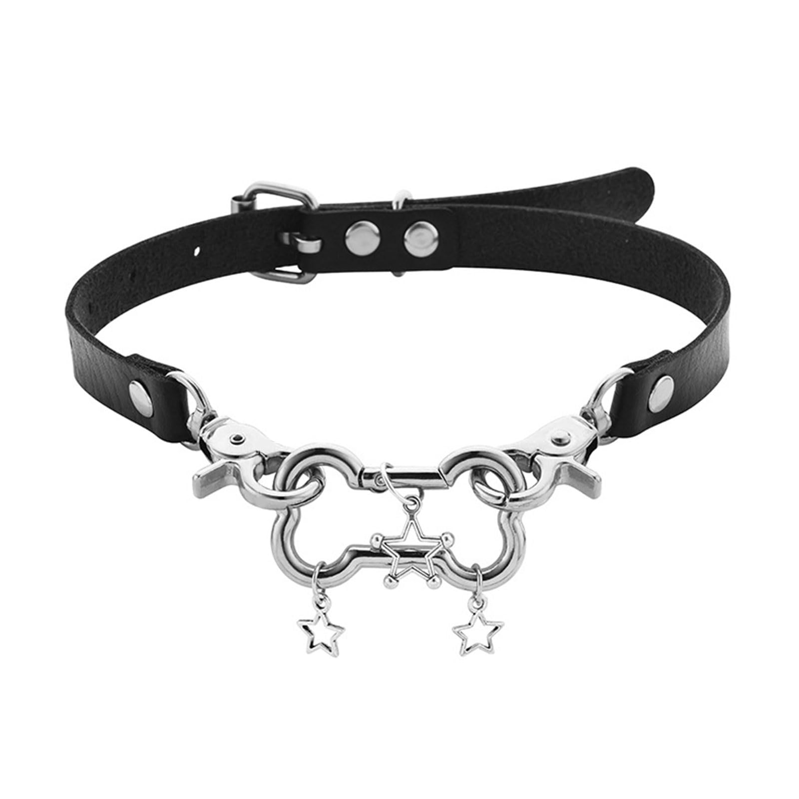 NUEYMS Pentagrams Big Bone Leathers O Style Choker DIY Star Pendant Necklace for Women Punk Aesthetic Necklace Accessory: A