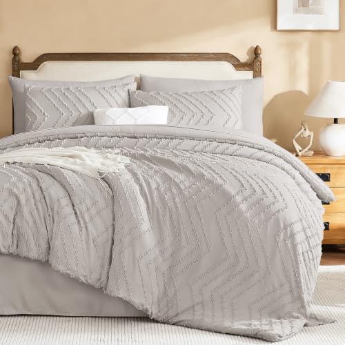 Image of Litanika Linen Queen Size Comforter Set with Sheets - 7 Pieces Bed in a Bag Queen Boho Tufted Complete Bedding Sets with Comforter, Sheets, Pillowcases & Shams