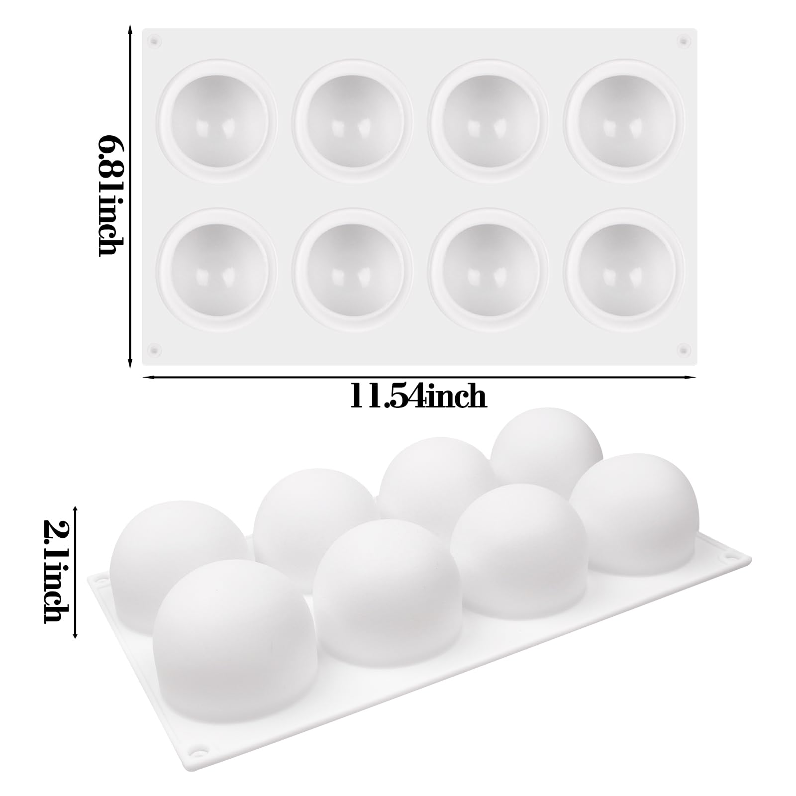 Sphere Silicone Cake Mold, 3D Ball Mousse Cake Molds for Baking, French Dessert Chocolate Fondant Molds for Candy Truffle Cupcake Jelly Pudding Ice Soap (8-Cavity)