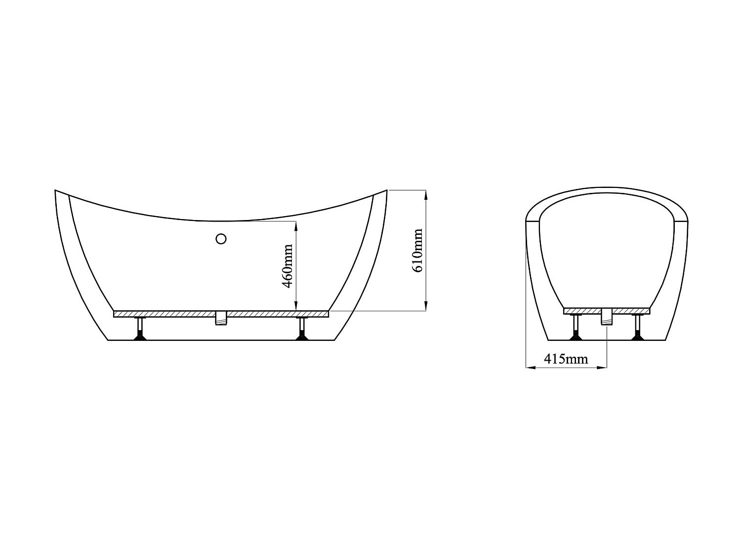 Vente-unique - Banheira isenta de design branco - 225 L - 170 x 83 x 77 cm - ALDA
