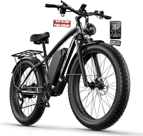 (24' V7 White) 52V 19.2Ah Battery Electric Bike...