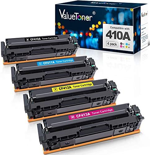 Valuetoner Compatible Toner Cartridge Replacement for HP 410A CF410A CF411A CF412A CF413A to use with Color Laserjet Pro MFP-M477fdw-M477fdn M477fnw-M452dn-M452nw M452dw M477 M452 Printer (4-Pack)