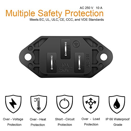 C14 Panel Mount Plug Adapter, 10 Pack AC Power Socket 250V 10A IEC 320 Terminal Connector Socket Black Screw Mount 3 Pins Inlet Power Plug Socket - Image 5
