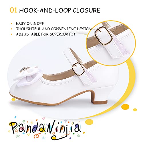 Image of PANDNAINJIA Girls Dress Shoes Toddler Heels Mary Jane Pumps | Little Big Kids Low Heel Flower Girl Bow Wedding Party Church Communion Princess Shoes