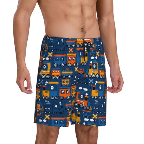 Vosery Mens Pajama Pants - Funny Steam Train Comfy Sleep Shorts Mens Pajama Shorts, Mens Lounge Shorts Pj Pants