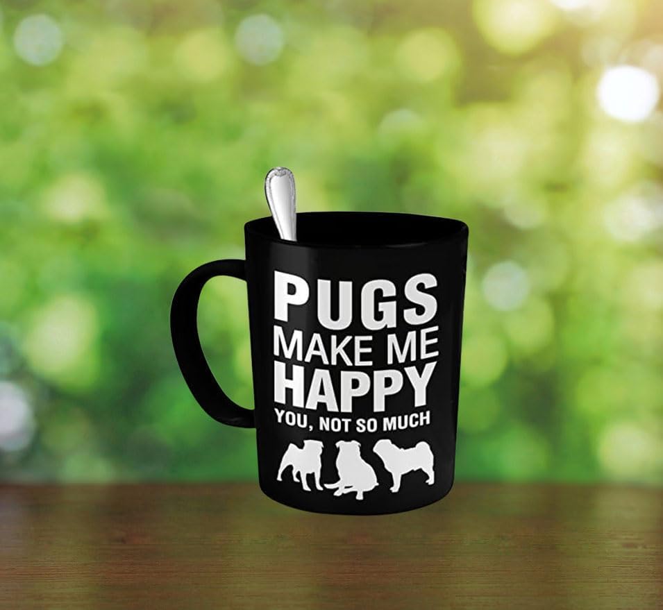 Miniatura 6 de DogsMakeMeHappy Taza de Pug - Taza de café Pug - Pugs Make Me Happy - Regalos de Pug