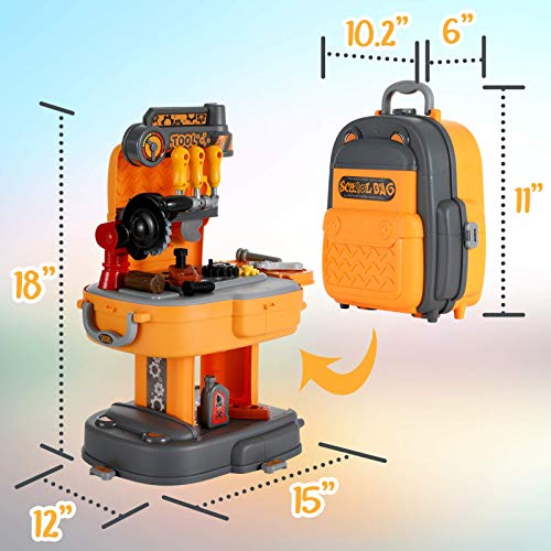 image for Tirafal Toy Tool Bench, Backpack 2 in1 Set for Boys,Toddler Workbench 