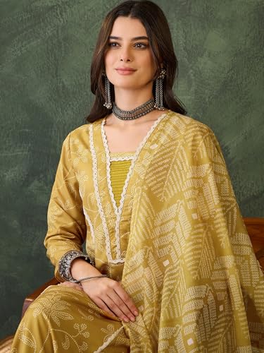 Image of Naixa Women's Rayon Printed A-Line Kurta with Rayon Pant and Taby Printed Dupatta Sets (NX2-723)
