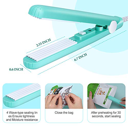 Food Bag Heat Sealer Handheld, Portable Mini Sealing Machine For Bag Food Storage, Double Smart Switches On The Side With 47 Inch Separate Type Power Cable (Green) #TOP2