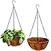 Four Season Garden - Maceteros Decorativos Interior y Exterior Colgantes Pack 2 Macetas Decorativas para Colgar Tiestos Cesta Colgante de Coco para Plantas con Gancho (CO1)