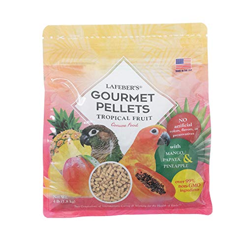 LAFEBER'S Tropical Fruit Gourmet Pellets Pet Bird Food, No Added Sugar, Made with Non-GMO and Human-Grade Ingredients, for Conures, 4 lb
