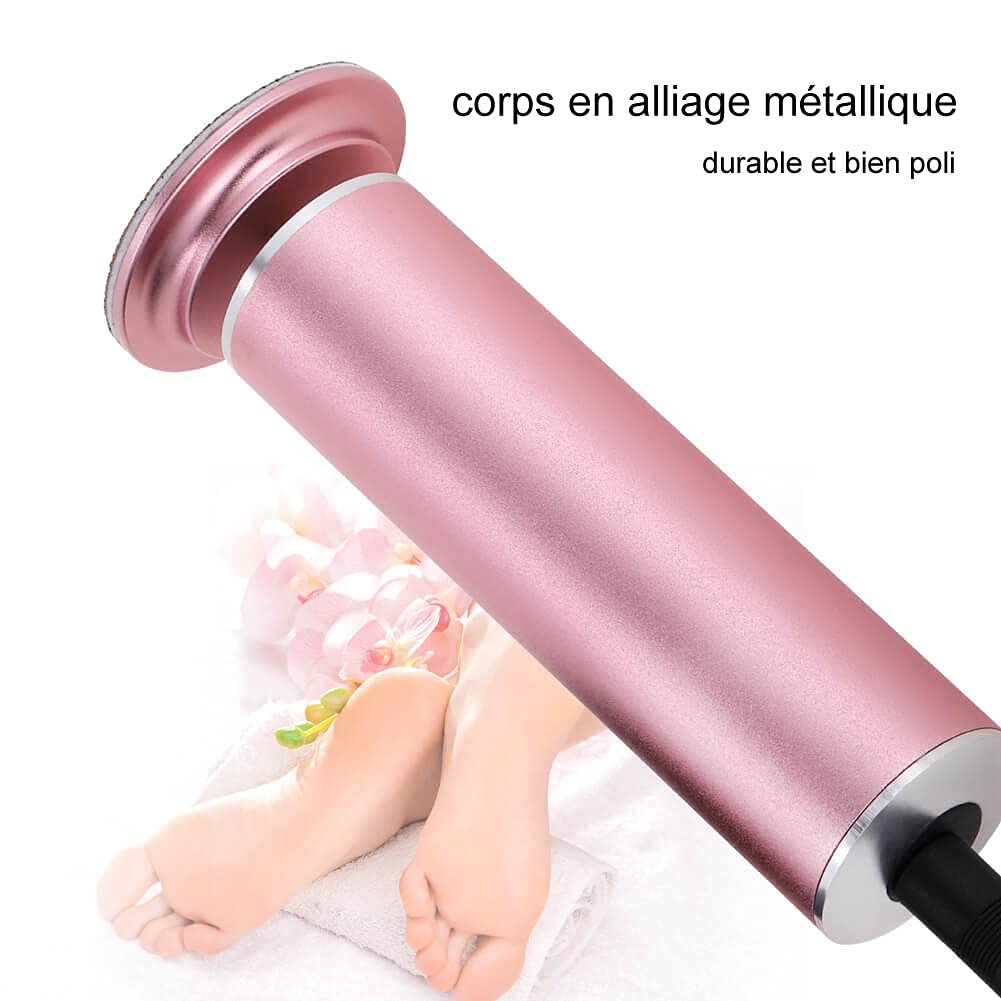 Rallador de pies pedicura Eléctrico Anticalesidad Lima Pies Eléctrico para Cuerno (velocidad ajustable) con 60 almohadillas de repuesto para mujeres hombres pedicuras, sin necesidad de batería (Rosa)