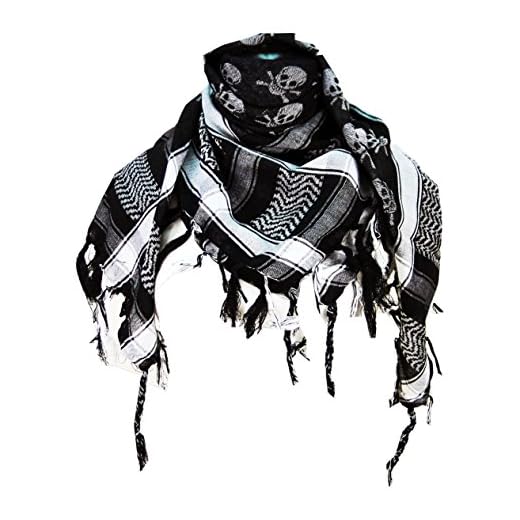 Tapp Collections Premium Skull Pattern Shemagh Head Neck Scarf - Black/Grey