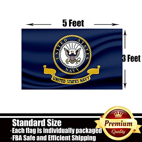 Us Navy Emblem Flags 3X5 Outdoor Double Sided 3 Ply-United States Naval Military Flag Vivid Color Clear Pattern Reinforcement Sewing Durable Polyester With 2 Brass Grommets #TOP5