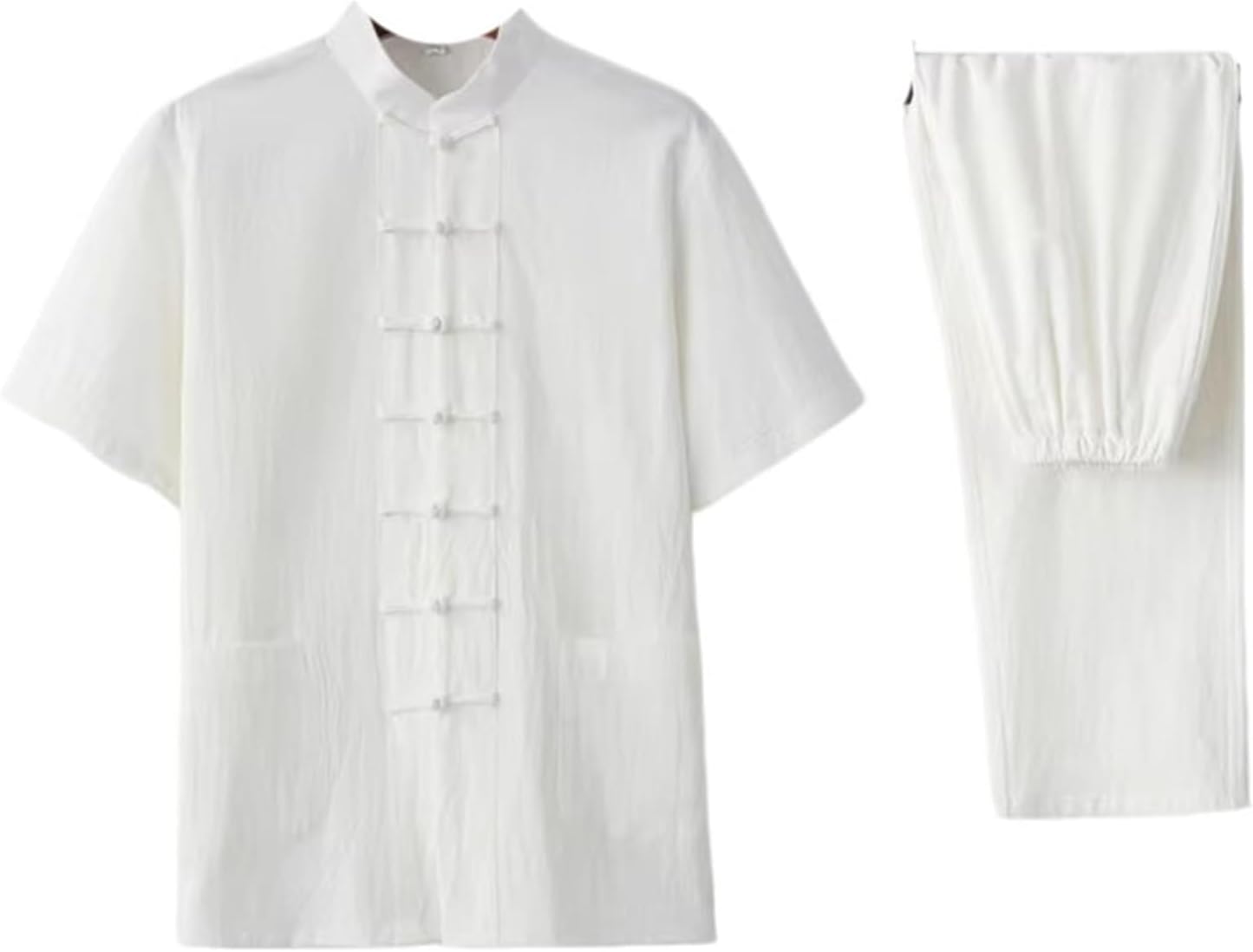 Traditional Chinese Style Retro Tang Suit Plus Size Short Sleeve Trousers Set Casual Cotton Linen Homewear