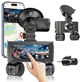 4K Quad Dash Cam - Built-in GPS & WiFi - 4x1080P HD Night Vision, 128GB Card, Auto Reverse Parking Monitor, G-Sensor, Motion Detection