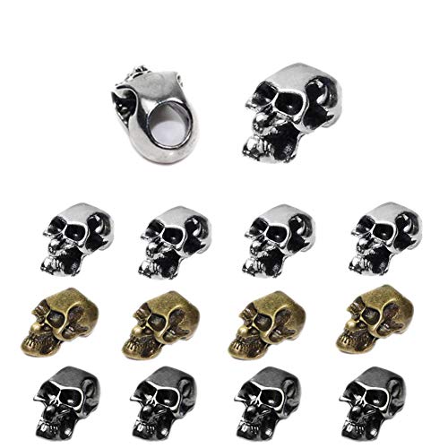 CooBigo Assorted 12 Pack Charm Metal Skull Beads Paracord Knife Lanyards Outdoor Paracord Bracelet DIY Jewelry Make Accessories CS013-12