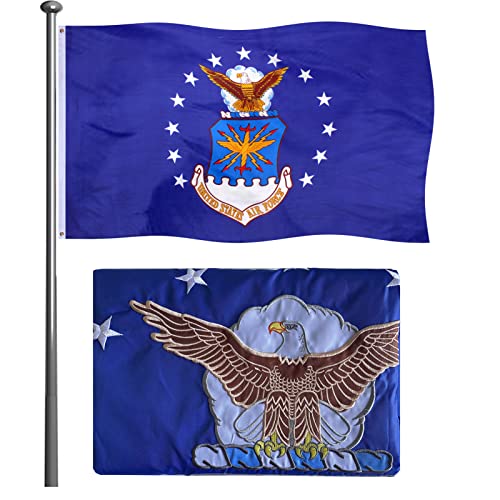 Mosprovie Air Force Flagge, 7,6 x 12,7 cm, doppelseitig, bestickt, strapazierfähig, US-Luftwaffen-Flagge, doppelt genäht, USA-Luftwaffen-Flaggen mit Messingösen, für den Innen- und Außenbereich