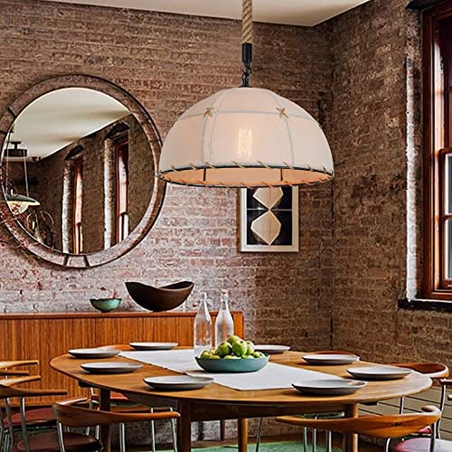 Lampe suspendue corde de chanvre E27 lustre réglable en fer