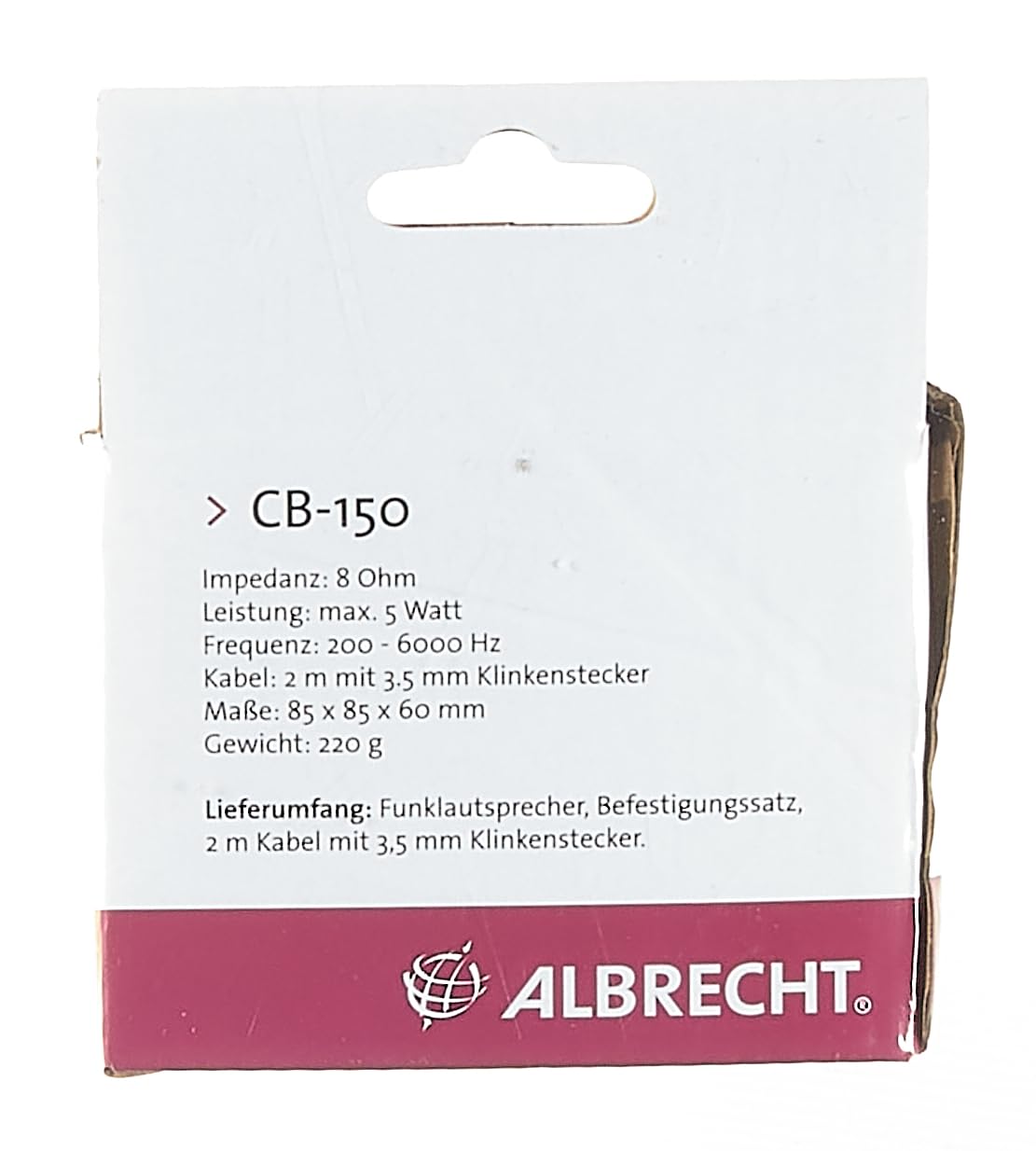 Altoparlante Portatile Albrecht CB 150 Mono - 3W, Nero, Cavo 2m, Con Jack 3.5mm, Per PC E Radio