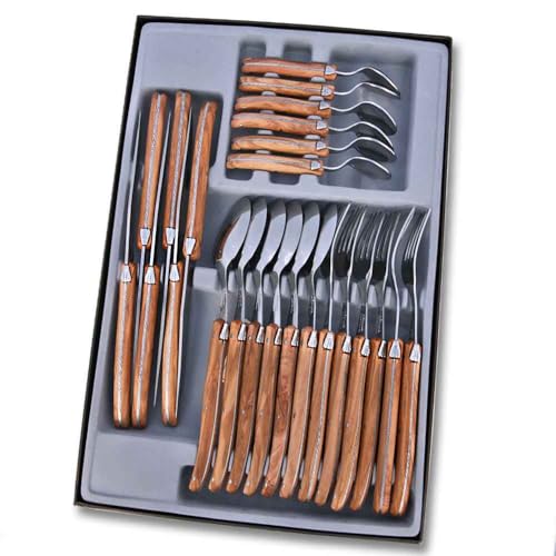 THIERS IFORGE - Ménagère laguiole bois d’olivier 24 pièces