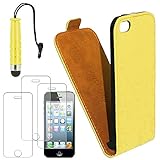 ebestStar   Coque Compatible avec iPhone 5C Apple Etui Housse PU Cuir Rabat Ultra Fin (Ultra Slim Case) + Mini Stylet + 3 Films d'écran, Jaune [Appareil: 124.4 x 59.2 x 9mm, 4.0'']