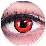 Meralens Farbige rote Crazy Fun Kontaktlinsen Red Lunatic mit gratis Linsenbehälter, Topqualität zu Fasching, Karneval und Halloween