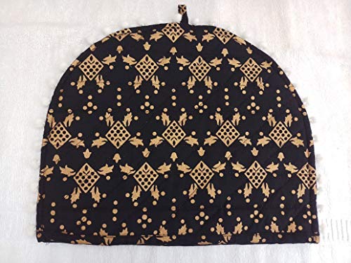 Image of Indian Mandala Black Dye Gold Ombre Mandala Decorative Cotton Creative Tea Cosy 14x11 Inch