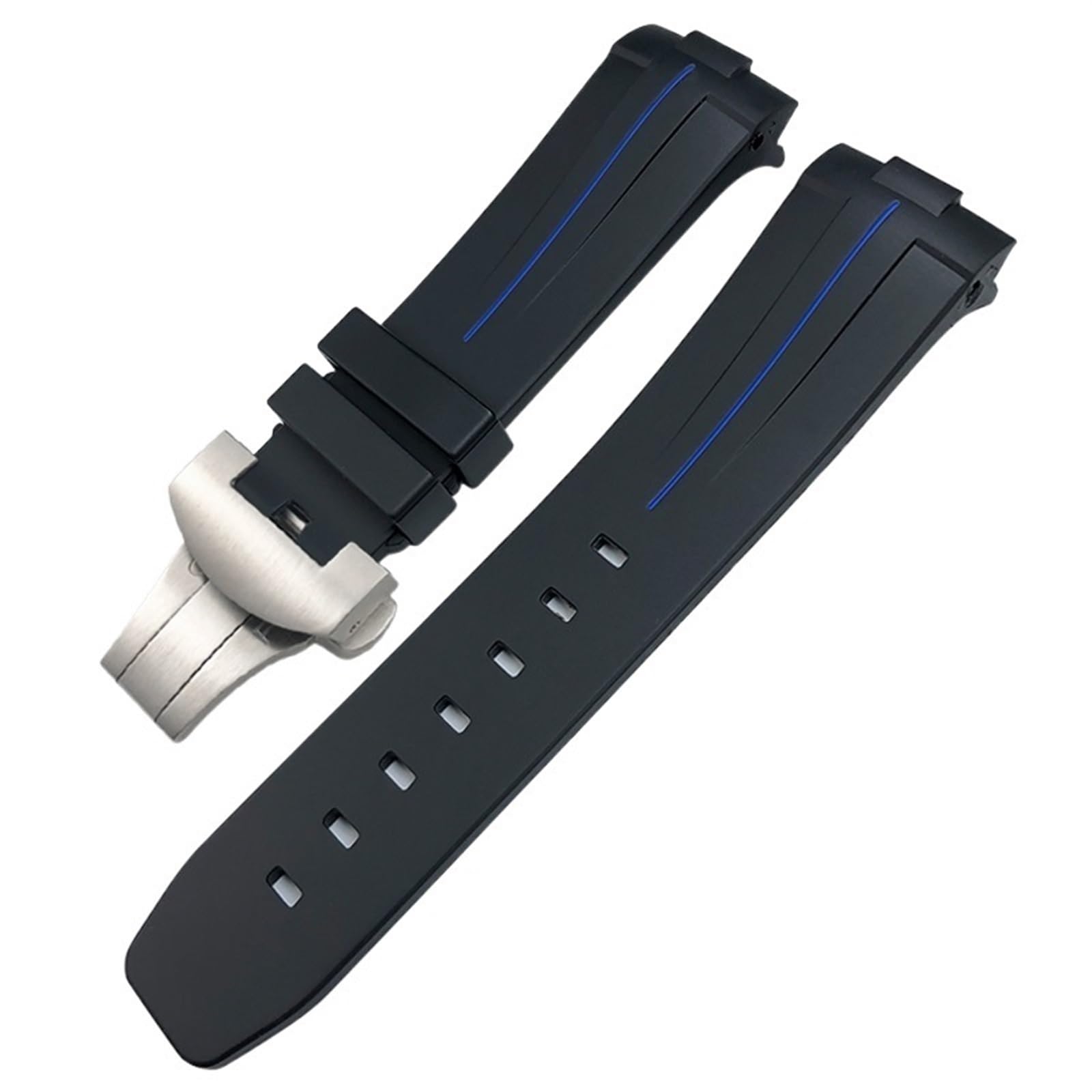 24mm Nero Verde Natura Morbido Silicone Gomma Cinturino Fit per Panerai PAM00111/441 Cinturino Farfalla Fibbia Impermeabile Bracciale